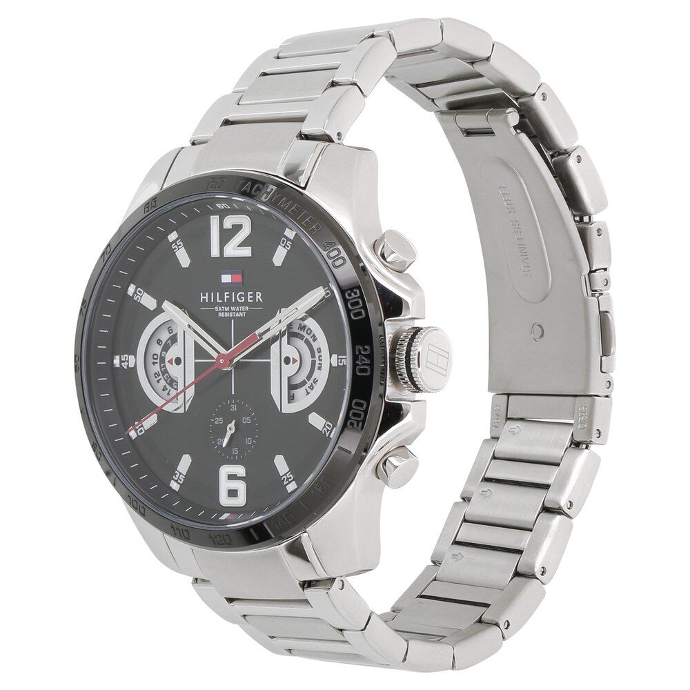 Tommy Hilfiger Quartz Multifunction Black Dial Metal Strap Watch for Men-NCTH1791472W