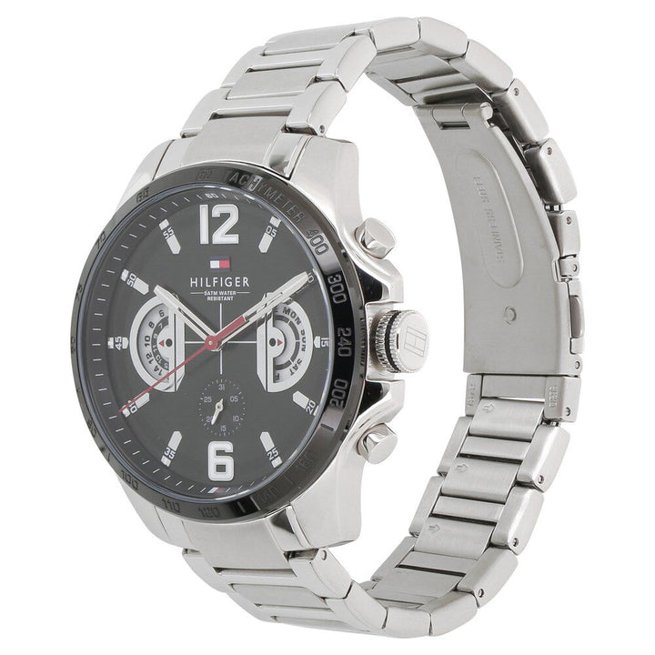 Tommy Hilfiger Quartz Multifunction Black Dial Metal Strap Watch for Men-NCTH1791472W
