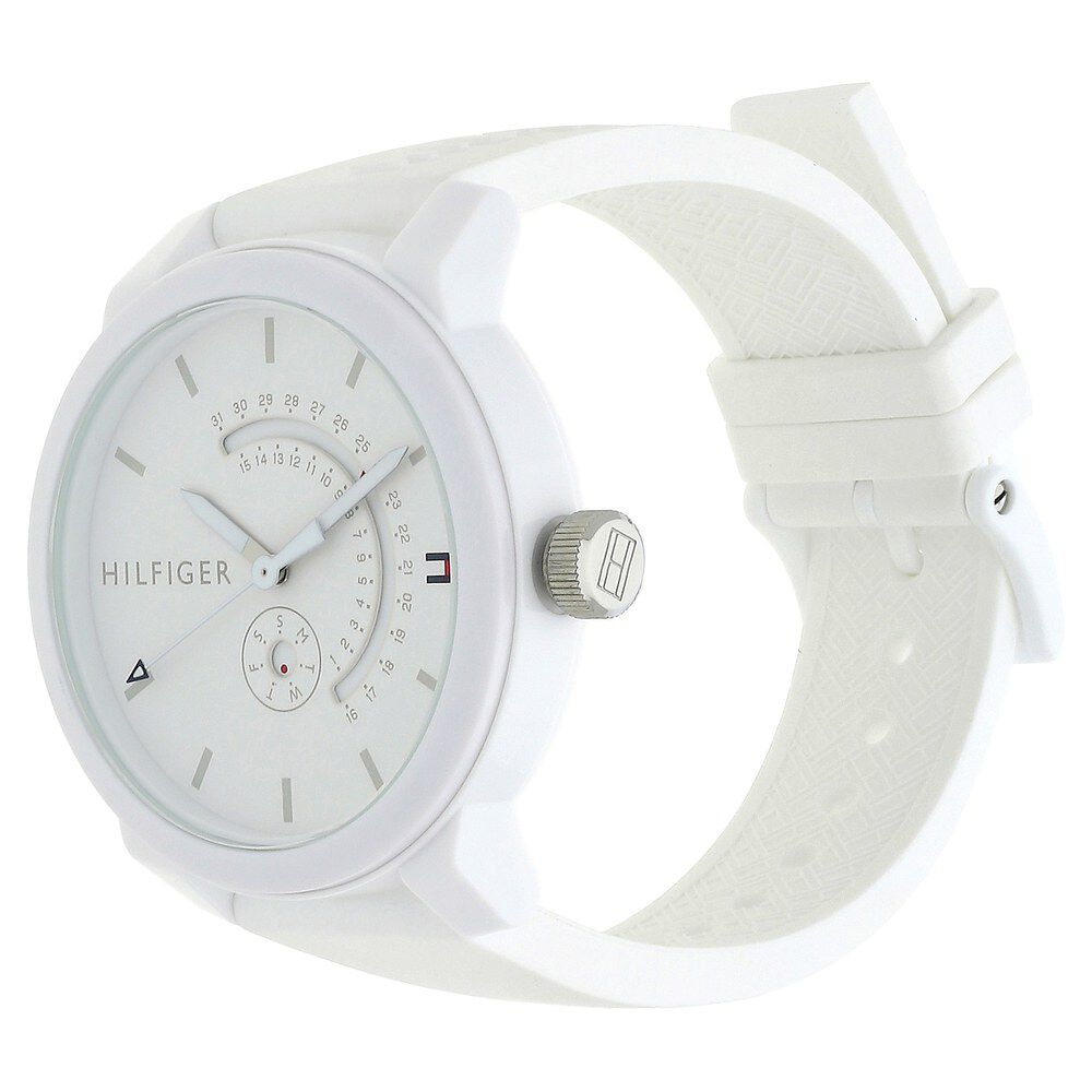 Tommy Hilfiger Quartz Analog White Dial Silicone Strap Watch for Men-TH1791481