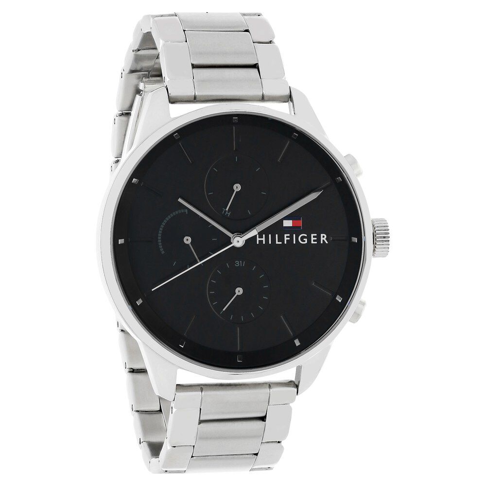 Tommy Hilfiger Quartz Multifunction Black Dial Stainless Steel Strap Watch for Men-NETH1791485