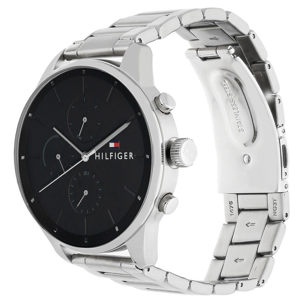 Tommy Hilfiger Quartz Multifunction Black Dial Stainless Steel Strap Watch for Men-NETH1791485