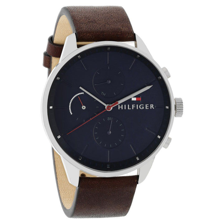 Tommy Hilfiger Quartz Multifunction Blue Dial Leather Strap Watch for Men-NCTH1791487W