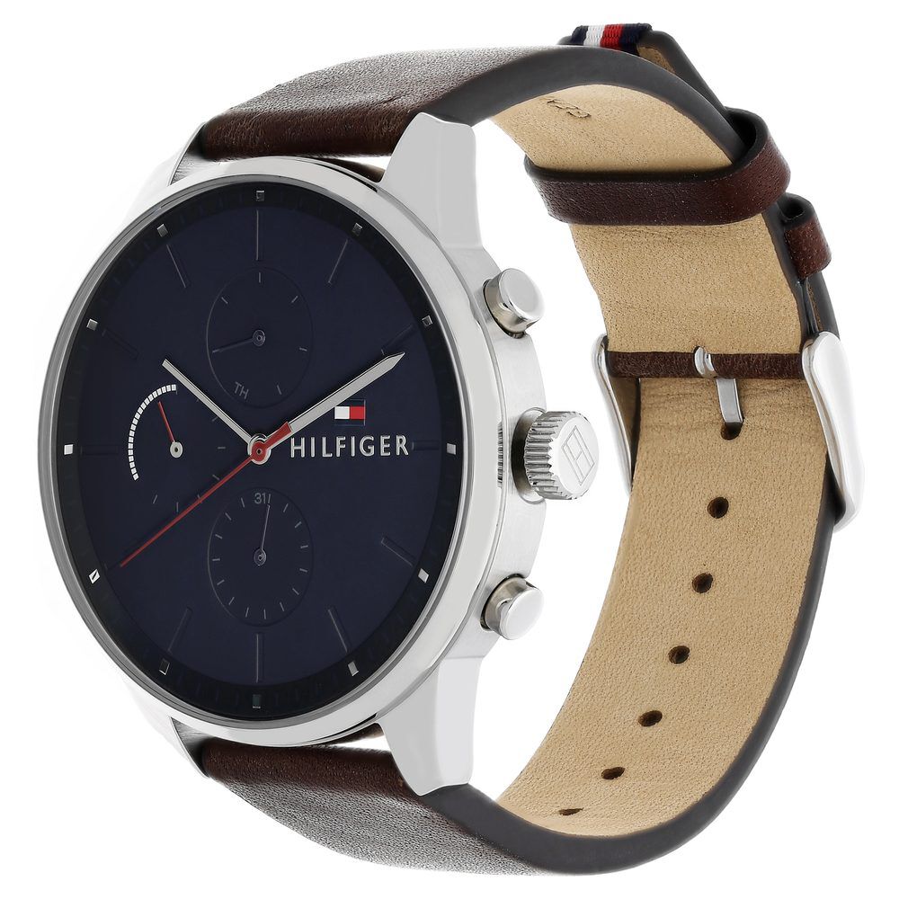 Tommy Hilfiger Quartz Multifunction Blue Dial Leather Strap Watch for Men-NCTH1791487W