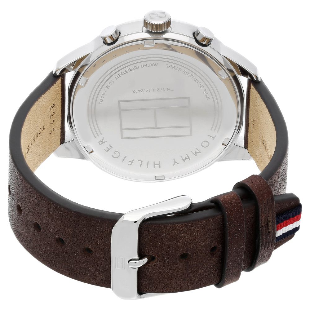 Tommy Hilfiger Quartz Multifunction Blue Dial Leather Strap Watch for Men-NCTH1791487W