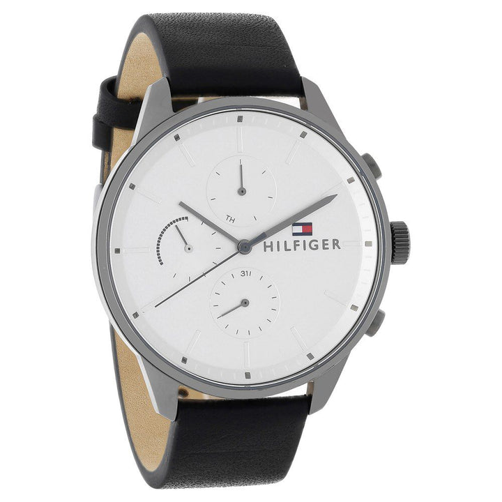 Tommy Hilfiger Quartz Multifunction Silver Dial Leather Strap Watch for Men-NCTH1791489