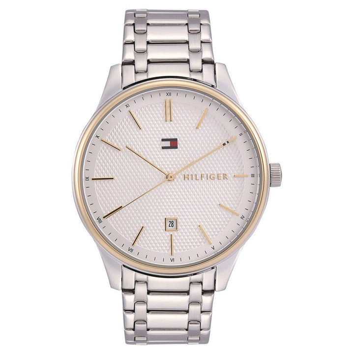 Tommy Hilfiger Quartz Analog with Date Silver Dial Stainless Steel Strap Watch for Men-NCTH1791491