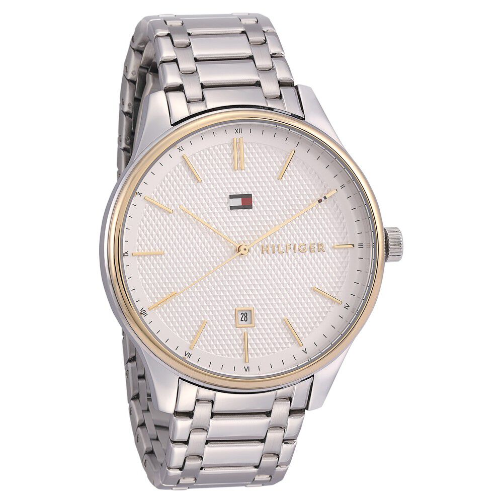 Tommy Hilfiger Quartz Analog with Date Silver Dial Stainless Steel Strap Watch for Men-NCTH1791491