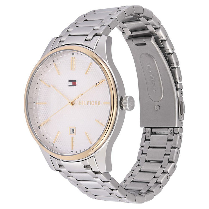 Tommy Hilfiger Quartz Analog with Date Silver Dial Stainless Steel Strap Watch for Men-NCTH1791491