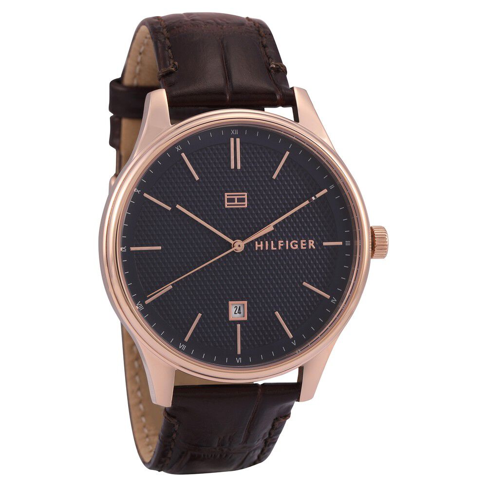 Tommy Hilfiger Quartz Analog with Date Blue Dial Leather Strap Watch for Men-NCTH1791493W