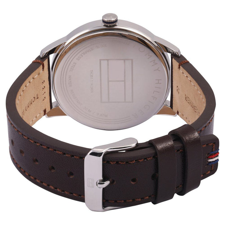 Tommy Hilfiger Quartz Analog with Date Silver Dial Leather Strap Watch for Men-NCTH1791495W