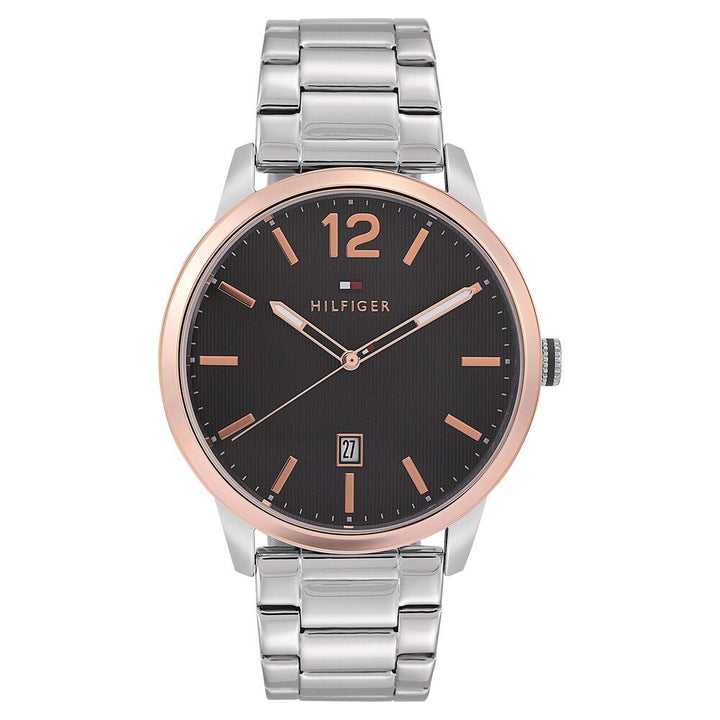 Tommy Hilfiger Quartz Analog with Date Grey Dial Stainless Steel Strap Watch for Men-NCTH1791498W