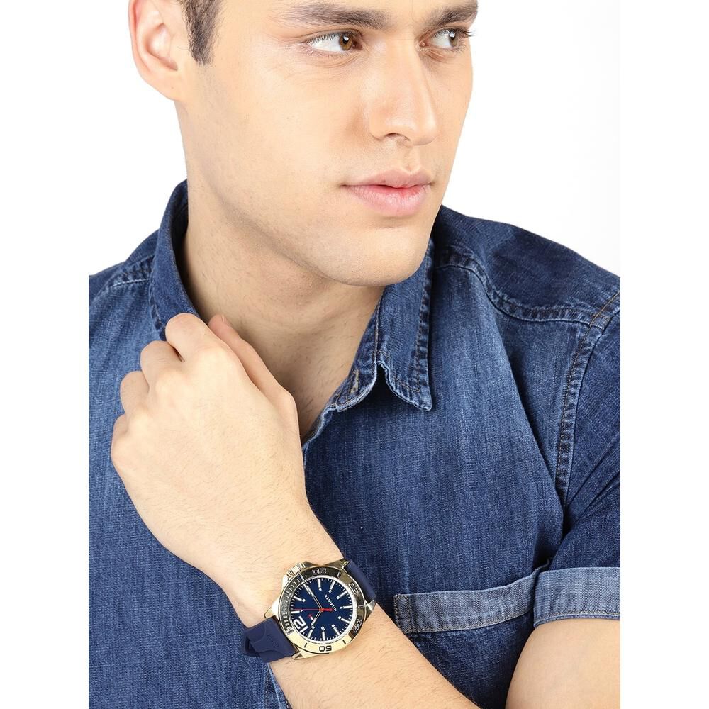 Tommy Hilfiger Quartz Analog Blue Dial Silicone Strap Watch for Men-NCTH1791503