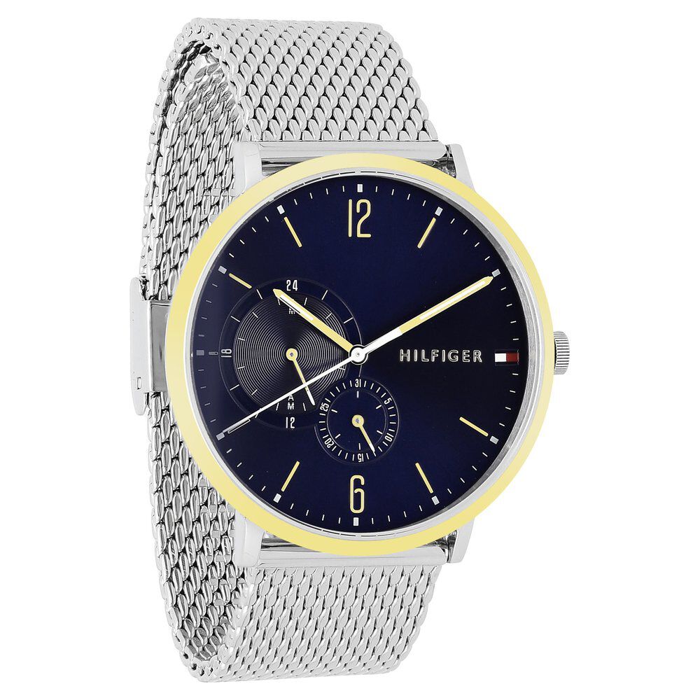 Tommy Hilfiger Quartz Multifunction Blue Dial Stainless Steel Strap Watch for Men-NCTH1791505W