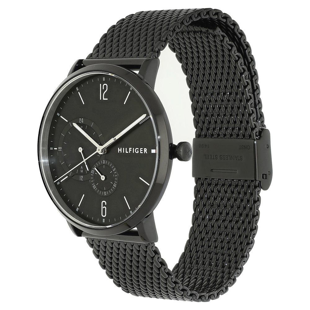 Tommy Hilfiger Quartz Multifunction Black Dial Metal Strap Watch for Men-NETH1791507
