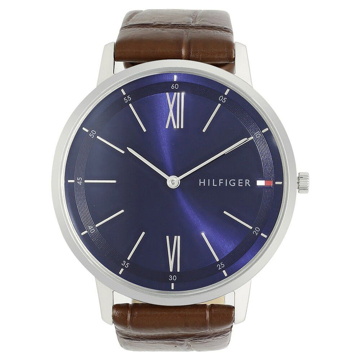 Tommy Hilfiger Quartz Analog Blue Dial Leather Strap Watch for Men-NETH1791514W