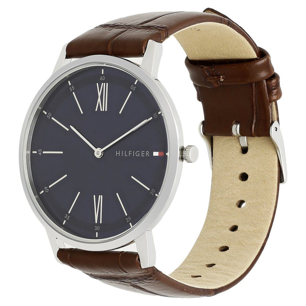 Tommy Hilfiger Quartz Analog Blue Dial Leather Strap Watch for Men-NETH1791514W
