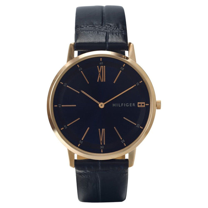 Tommy Hilfiger Quartz Analog Blue Dial Leather Strap Watch for Men-NCTH1791515W