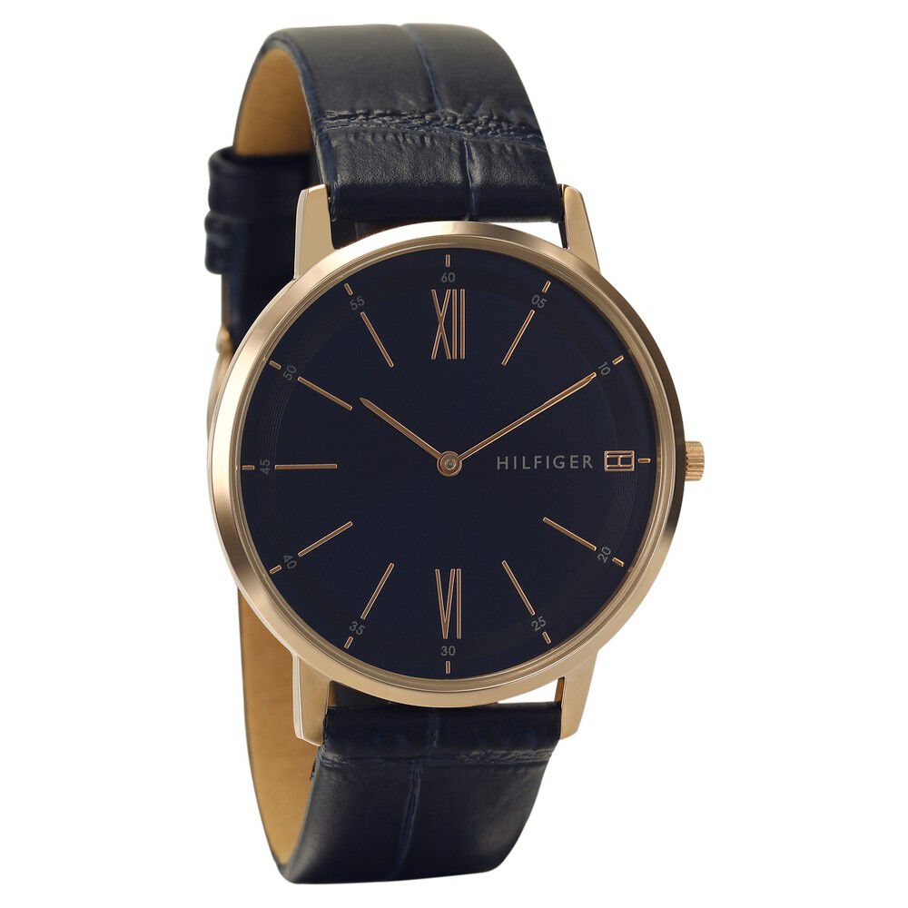 Tommy Hilfiger Quartz Analog Blue Dial Leather Strap Watch for Men-NCTH1791515W