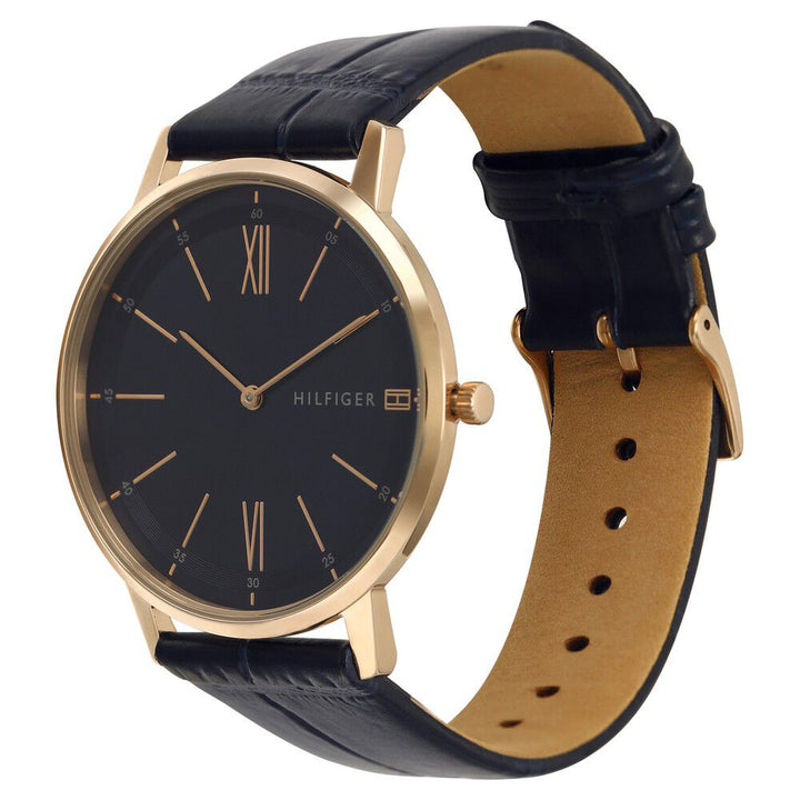 Tommy Hilfiger Quartz Analog Blue Dial Leather Strap Watch for Men-NCTH1791515W