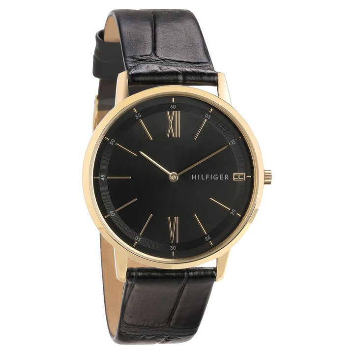 Tommy Hilfiger Quartz Analog Black Dial Leather Strap Watch for Men-NCTH1791517W