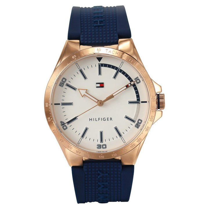 Tommy Hilfiger Quartz Analog White Dial Silicone Strap Watch for Men-NCTH1791526W