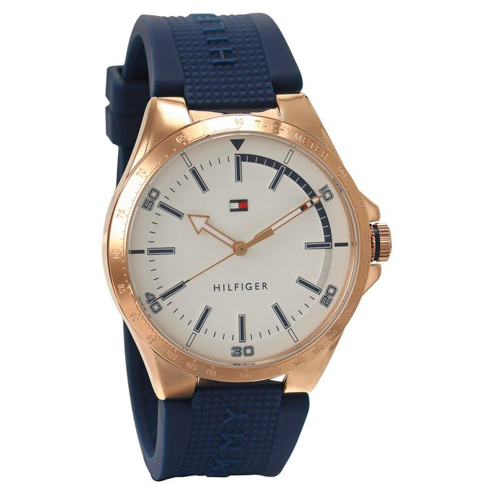 Tommy Hilfiger Quartz Analog White Dial Silicone Strap Watch for Men-NCTH1791526W