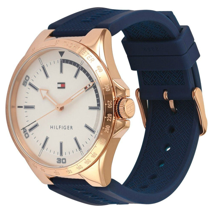 Tommy Hilfiger Quartz Analog White Dial Silicone Strap Watch for Men-NCTH1791526W