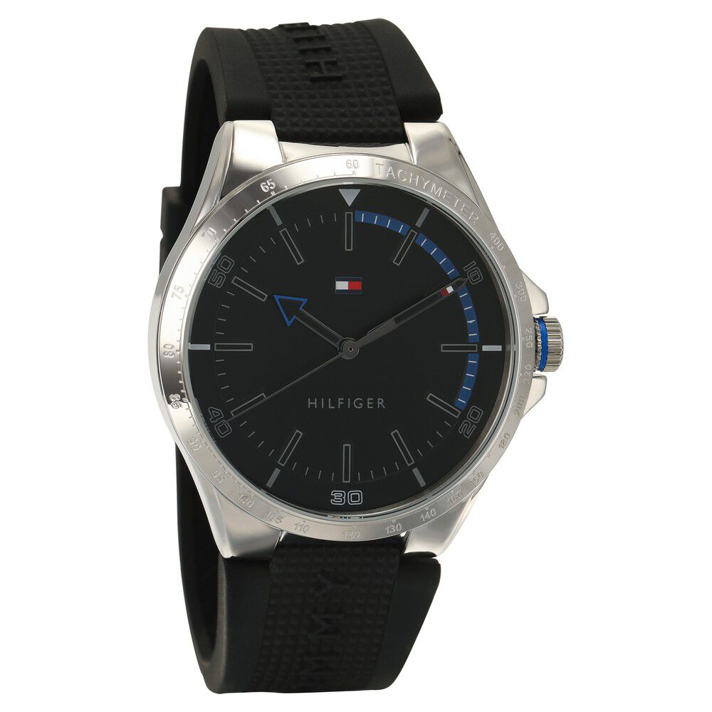 Tommy Hilfiger Quartz Analog Black Dial Silicone Strap Watch for Men-NETH1791528