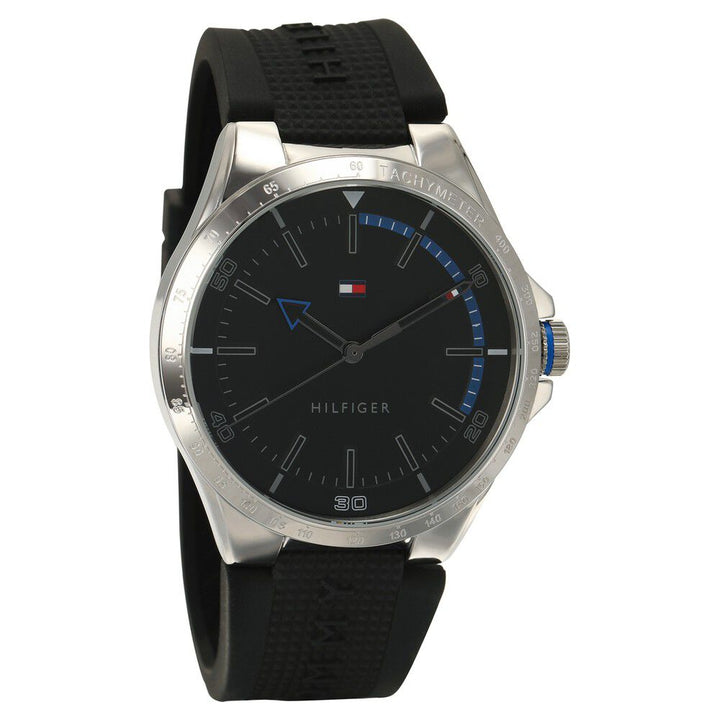 Tommy Hilfiger Quartz Analog Black Dial Silicone Strap Watch for Men-NETH1791528