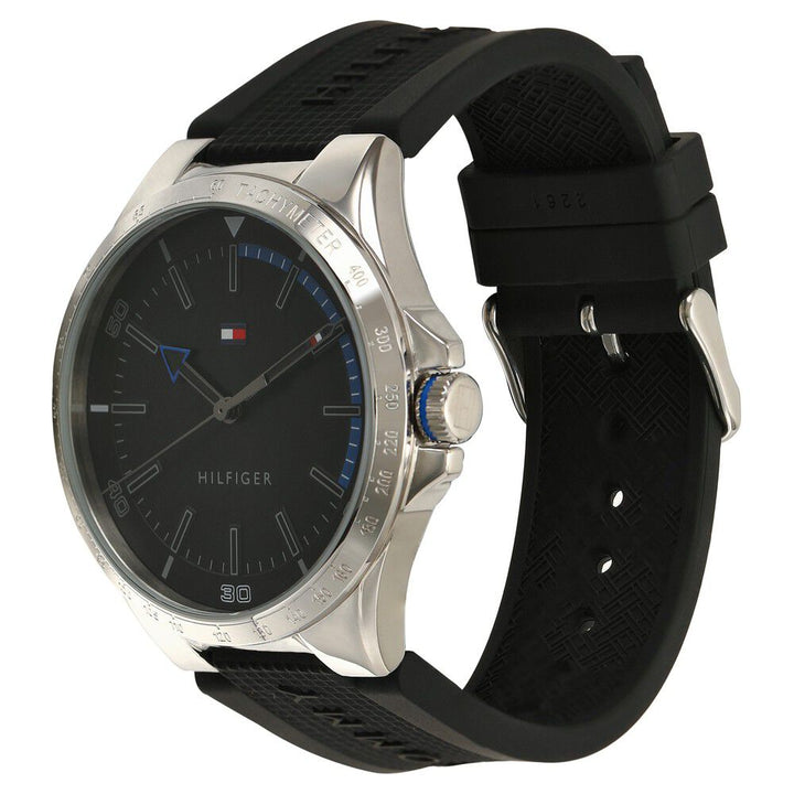 Tommy Hilfiger Quartz Analog Black Dial Silicone Strap Watch for Men-NETH1791528