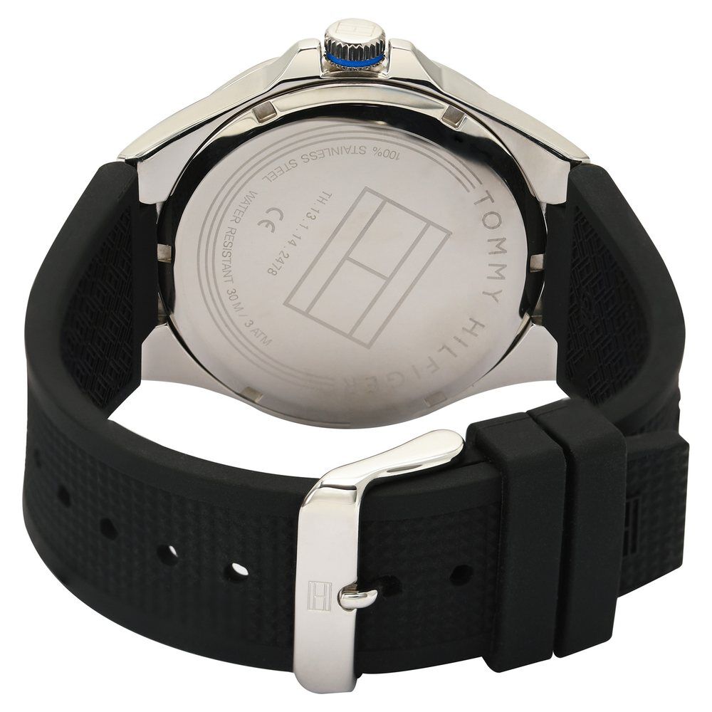 Tommy Hilfiger Quartz Analog Black Dial Silicone Strap Watch for Men-NETH1791528