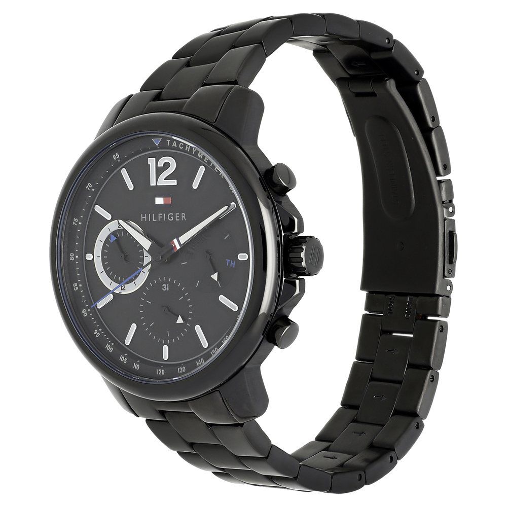 Tommy Hilfiger Quartz Multifunction Black Dial Metal Strap Watch for Men-NCTH1791529W