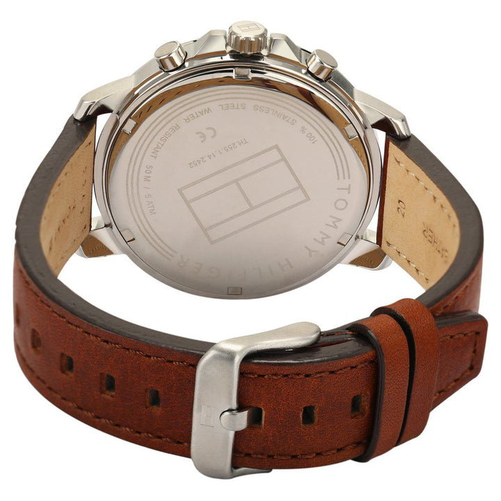 Tommy Hilfiger Quartz Multifunction Silver Dial Leather Strap Watch for Men-NCTH1791531W