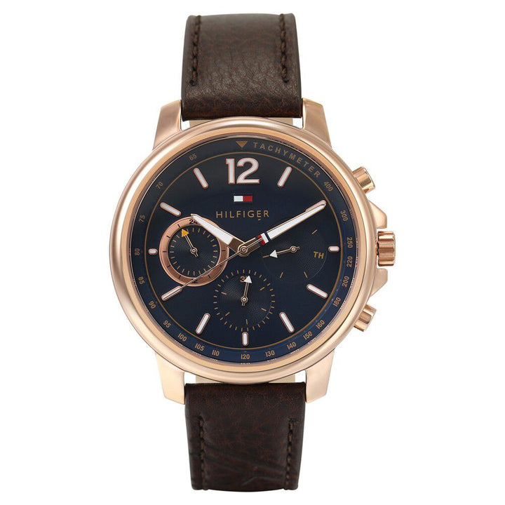 Tommy Hilfiger Quartz Multifunction Blue Dial Leather Strap Watch for Men-NCTH1791532W