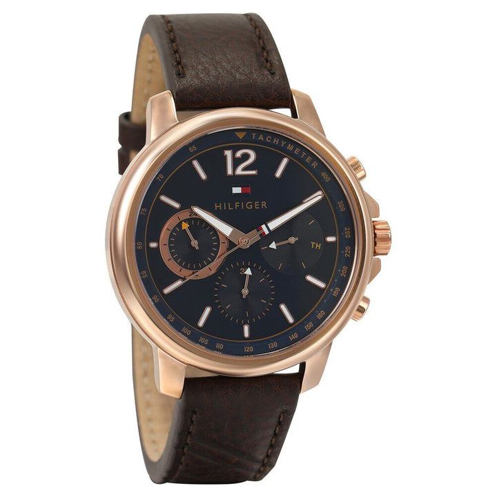 Tommy Hilfiger Quartz Multifunction Blue Dial Leather Strap Watch for Men-NCTH1791532W
