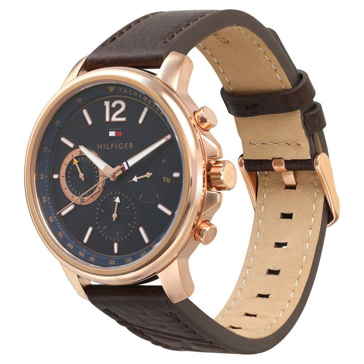 Tommy Hilfiger Quartz Multifunction Blue Dial Leather Strap Watch for Men-NCTH1791532W
