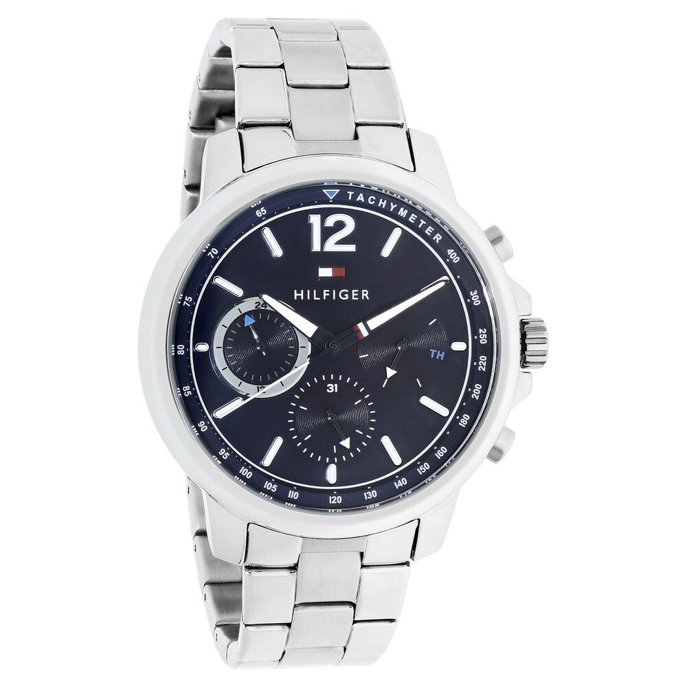 Tommy Hilfiger Quartz Multifunction Blue Dial Stainless Steel Strap Watch for Men-NCTH1791534W
