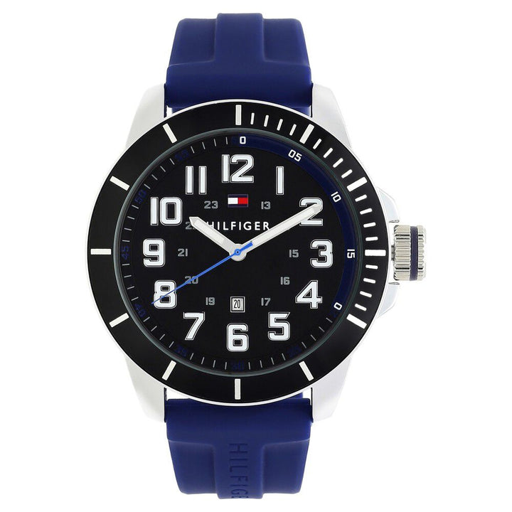 Tommy Hilfiger Quartz Analog with Day and Date Black Dial Silicone Strap Watch for Men-NCTH1791537