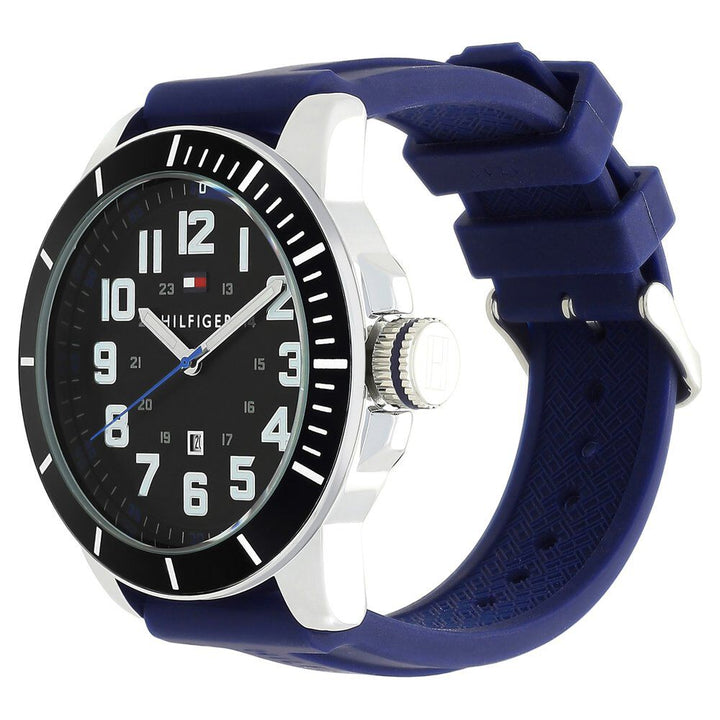 Tommy Hilfiger Quartz Analog with Day and Date Black Dial Silicone Strap Watch for Men-NCTH1791537