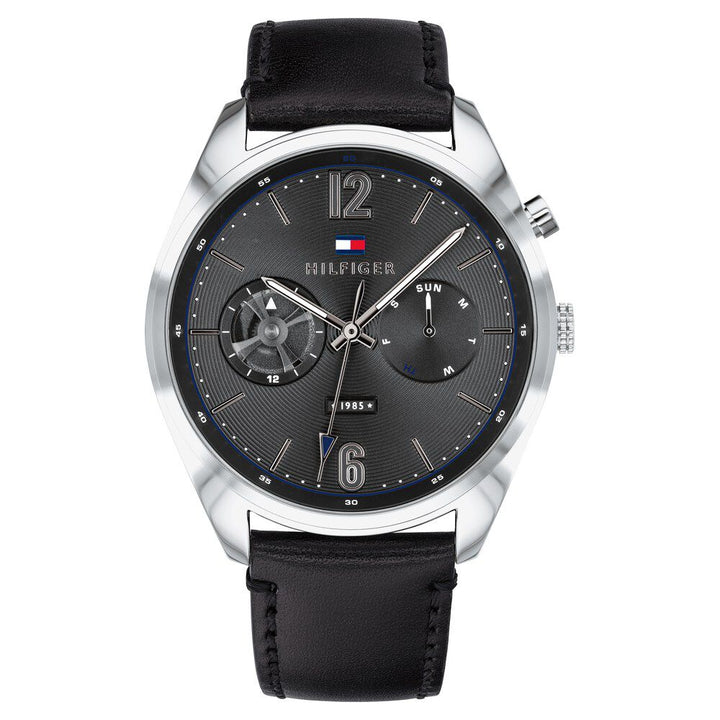 Tommy Hilfiger Quartz Multifunction Grey Dial Leather Strap Watch for Men-NCTH1791548W
