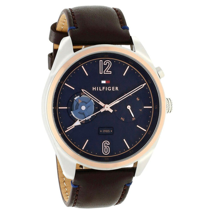 Tommy Hilfiger Quartz Analog Blue Dial Leather Strap Watch for Men-NCTH1791549W