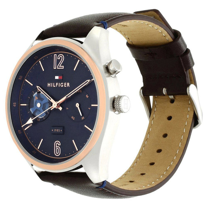 Tommy Hilfiger Quartz Analog Blue Dial Leather Strap Watch for Men-NCTH1791549W
