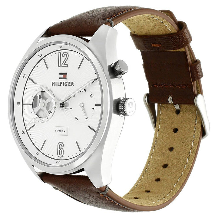 Tommy Hilfiger Quartz Analog White Dial Leather Strap Watch for Men-NCTH1791550W