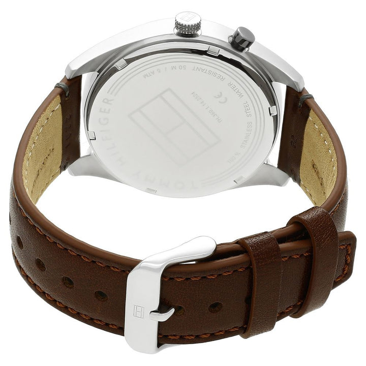 Tommy Hilfiger Quartz Analog White Dial Leather Strap Watch for Men-NCTH1791550W
