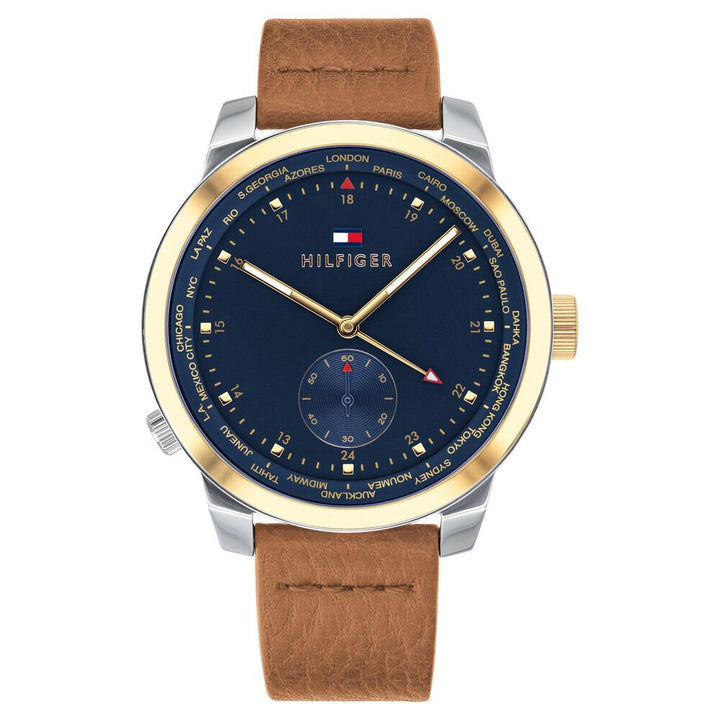 Tommy Hilfiger Quartz Analog Blue Dial Leather Strap Watch for Men-NCTH1791553W