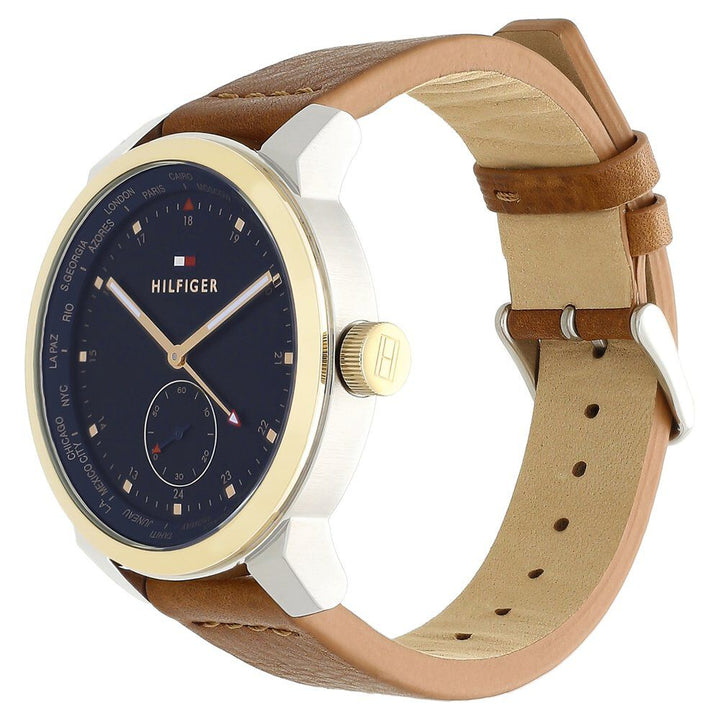 Tommy Hilfiger Quartz Analog Blue Dial Leather Strap Watch for Men-NCTH1791553W