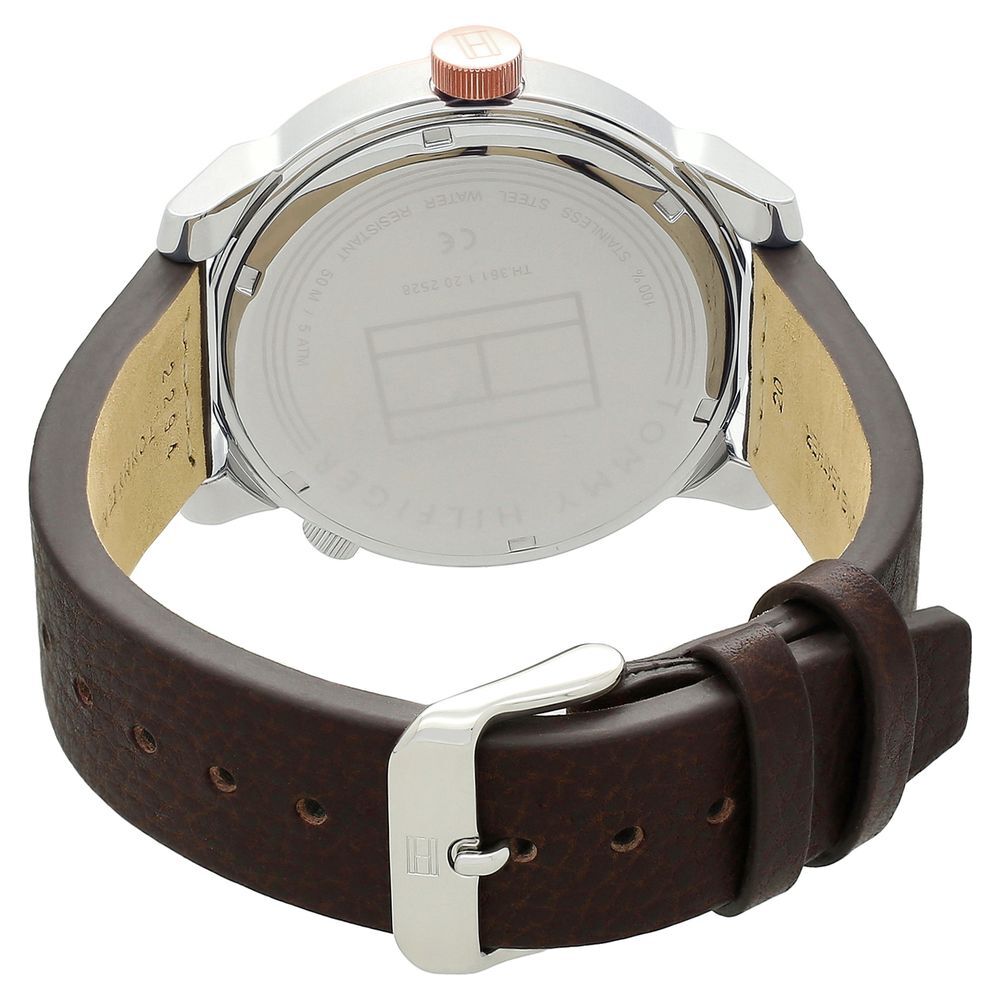 Tommy Hilfiger Quartz Analog Grey Dial Leather Strap Watch for Men-NCTH1791554W