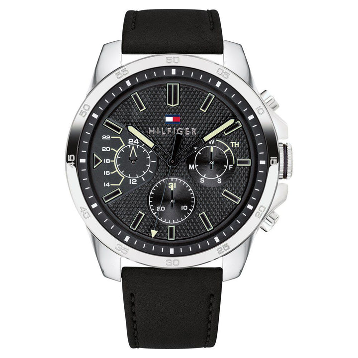 Tommy Hilfiger Quartz Analog Black Dial Leather Strap Watch for Men-NCTH1791563W