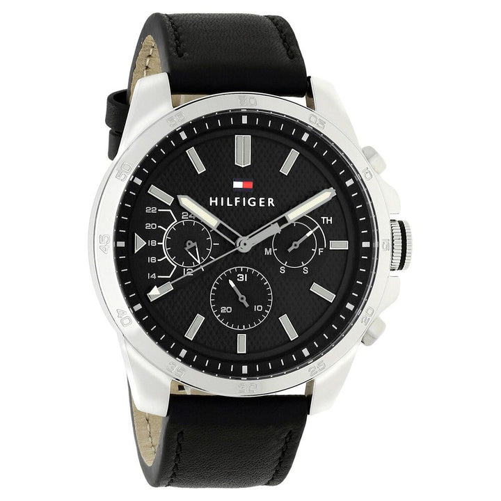 Tommy Hilfiger Quartz Analog Black Dial Leather Strap Watch for Men-NCTH1791563W