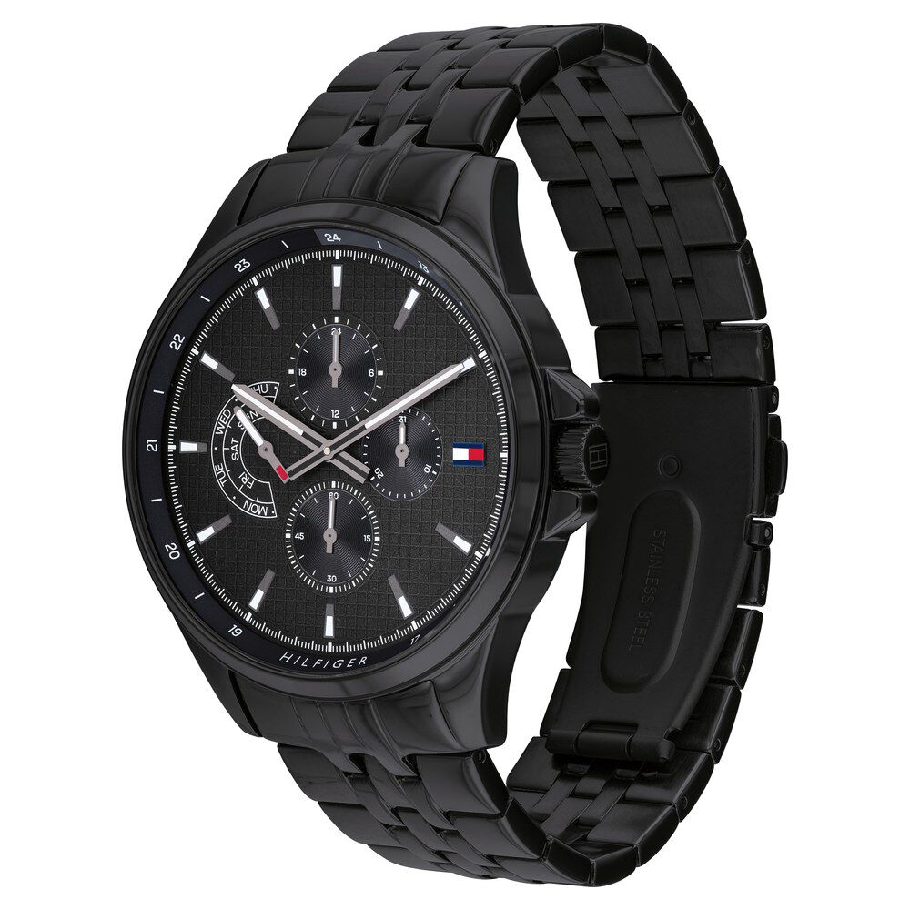Tommy Hilfiger Quartz Multifunction Black Dial Stainless Steel Strap Watch for Men-NCTH1791611W